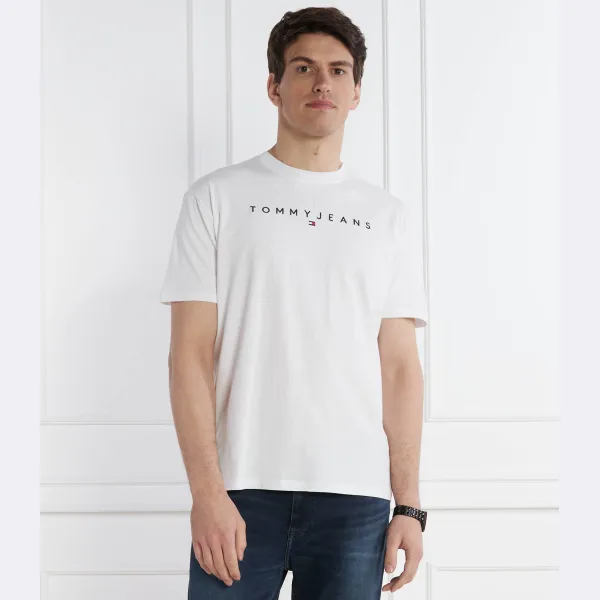 Футболка с линейным логотипом, расширенная футболка обычного кроя Tommy Hilfiger, белый — фото 2