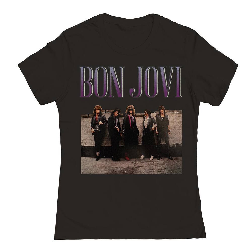 

Юниорская/женская футболка Bon Jovi с рисунком на крыше и фотографией Licensed Character, черный