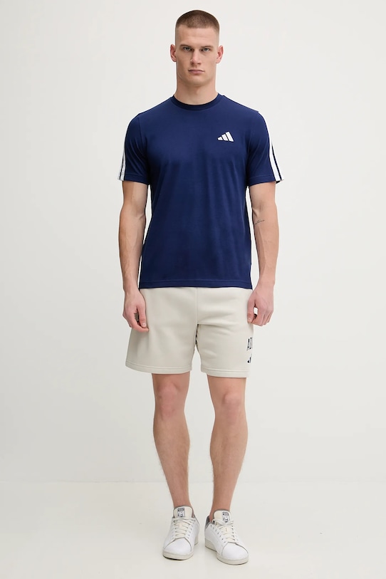 Хлопковая футболка 3-Stripes Adidas, темно-синий — фото 2