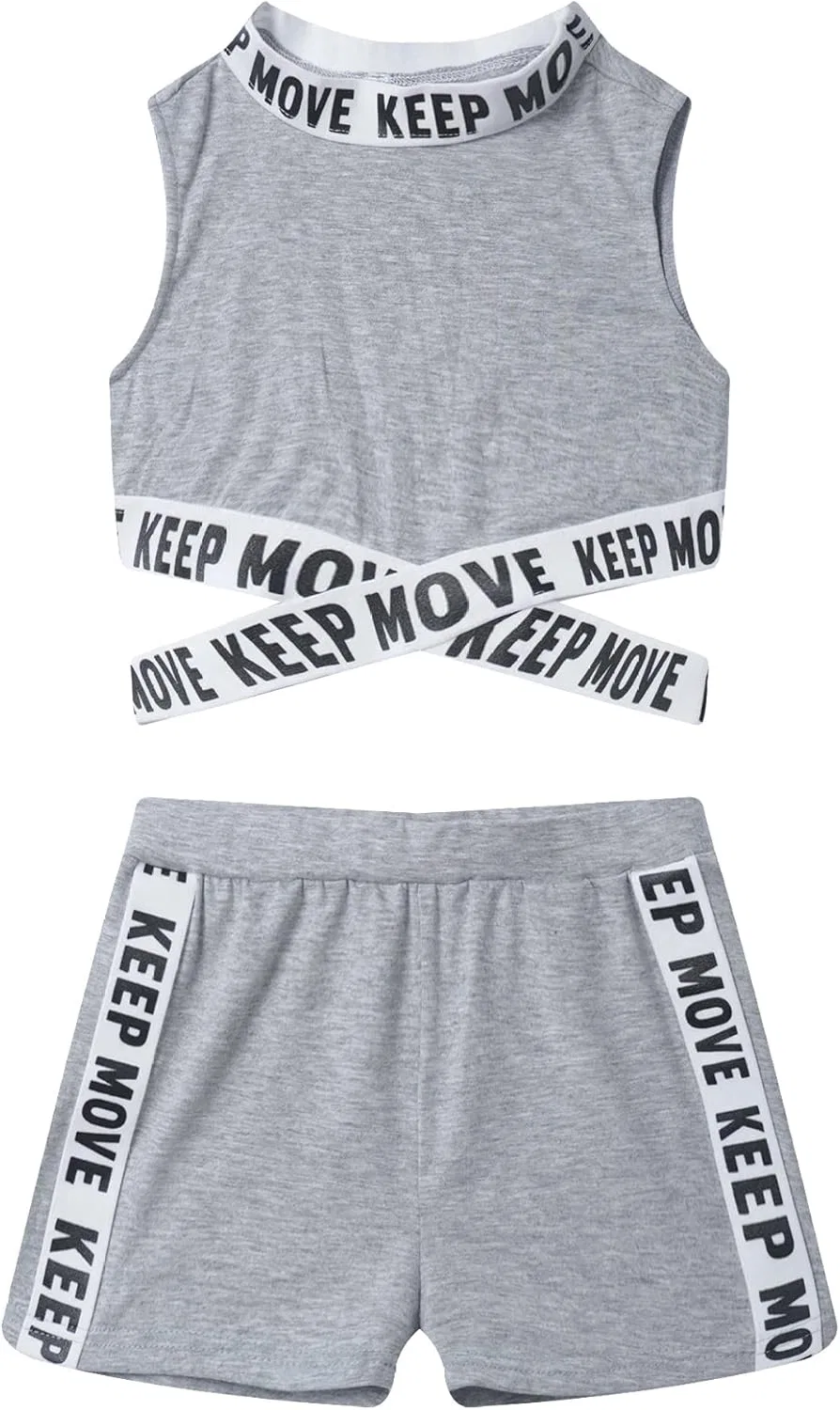 Детский спортивный костюм с принтом, Loloda, топ и шорты, Light grey — фото 3