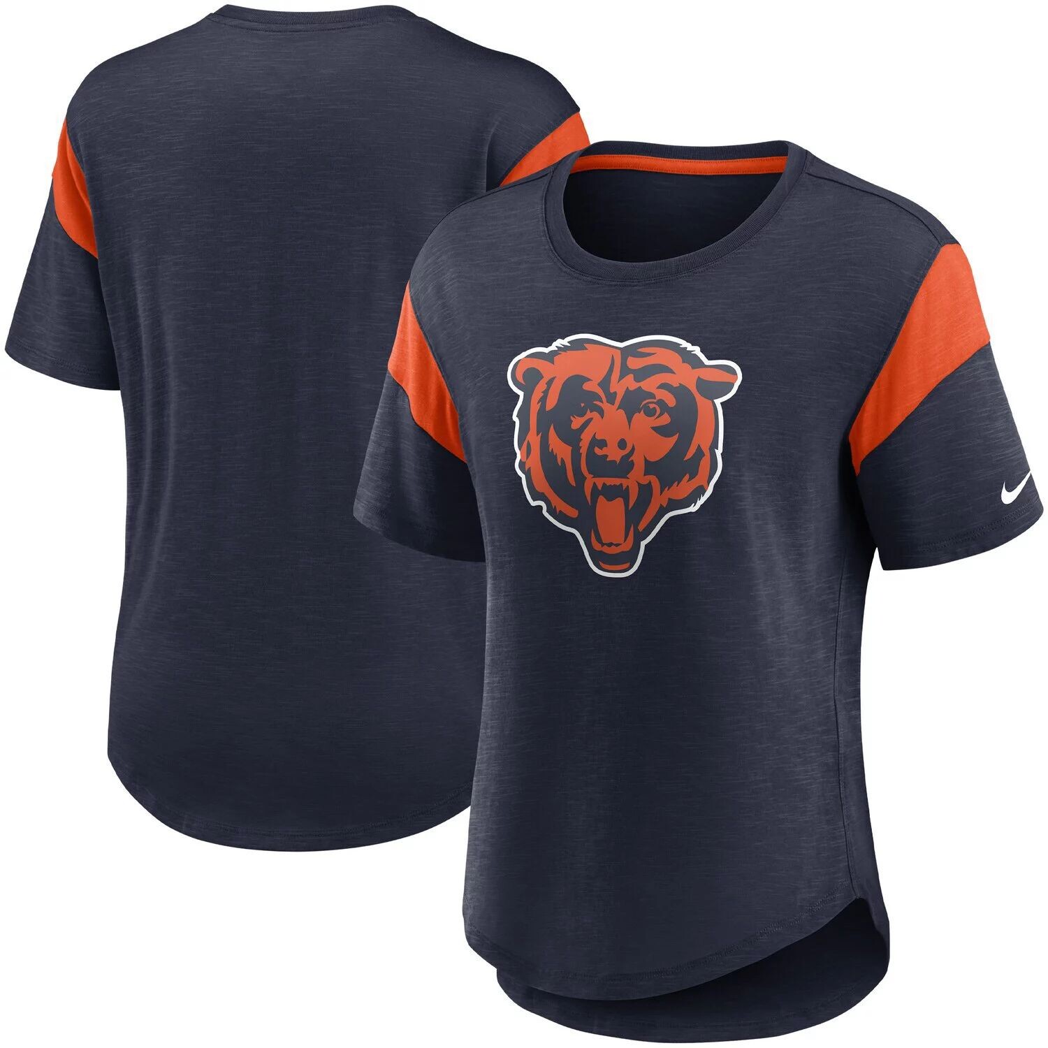 

Женский темно-синий топ с логотипом Nike Heathered Chicago Bears Primary Slub Fashion. Nike