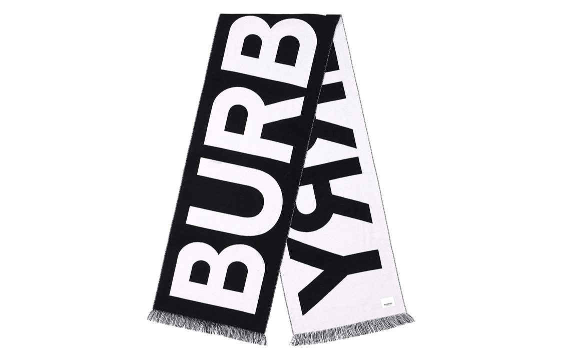Шерстяной вязаный шарф унисекс темно-серый/белый Burberry — фото 2