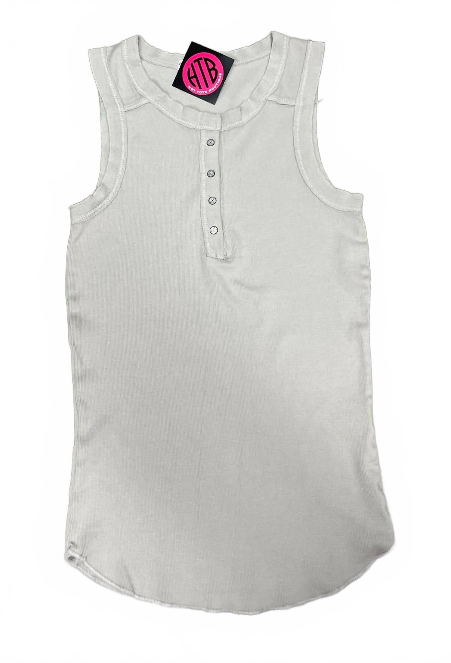 

CROWN JEWEL Женская майка-поло Henley Crew Tank, цвет «камень»