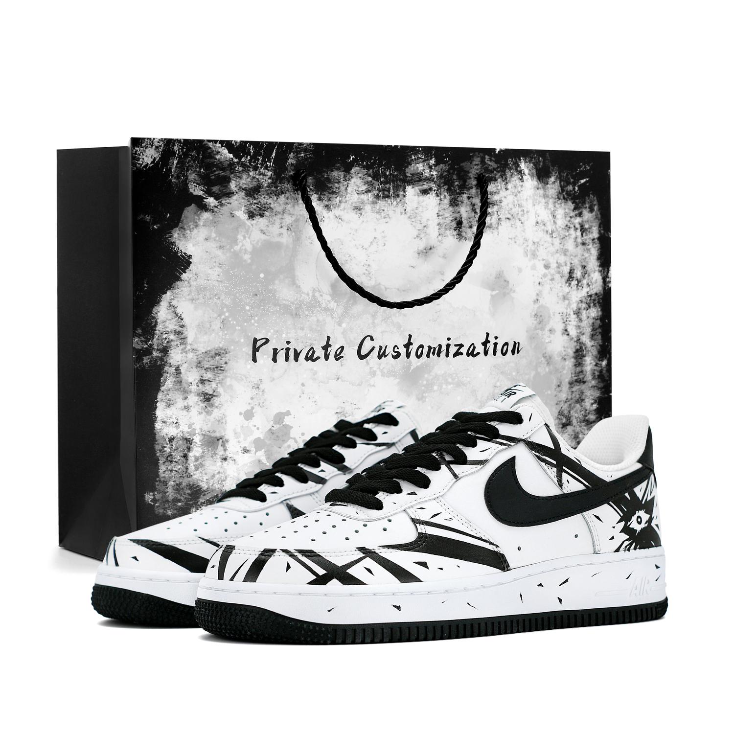 

Nike Air Force 1 Distressed Eye Synthetic Leather Cushioning Low top Skateboard Shoes мужские черные