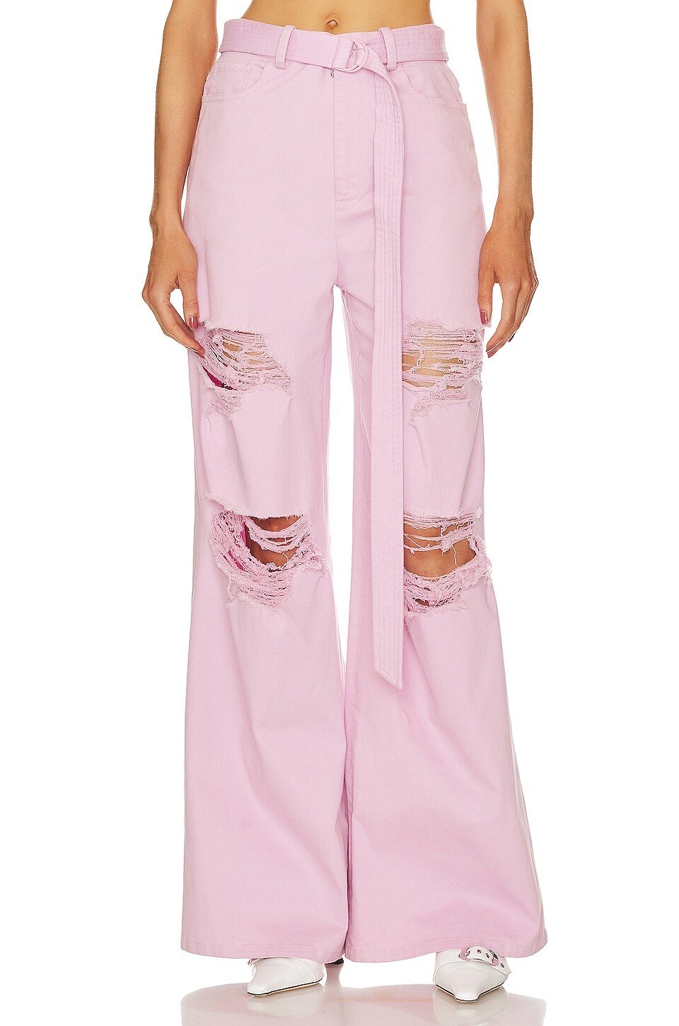 

Джинсы Lapointe Stretch Cotton Twill Distressed High Waist, цвет Blossom