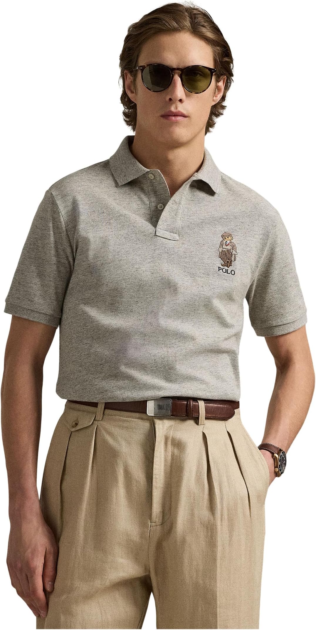 

Поло Polo Ralph Lauren Classic Fit Polo Bear Mesh Polo Shirt, цвет Loft Heather Heritage Bear