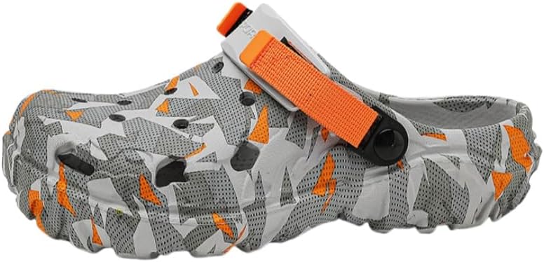 

Мужские модные босоножки с цветными блоками и массивной подошвой - дышащие с вырезами, нескользящие шлепанцы из ЭВА, прочная обувь для улицы и активного отдыха летом Clolinde, оранжевый/серый