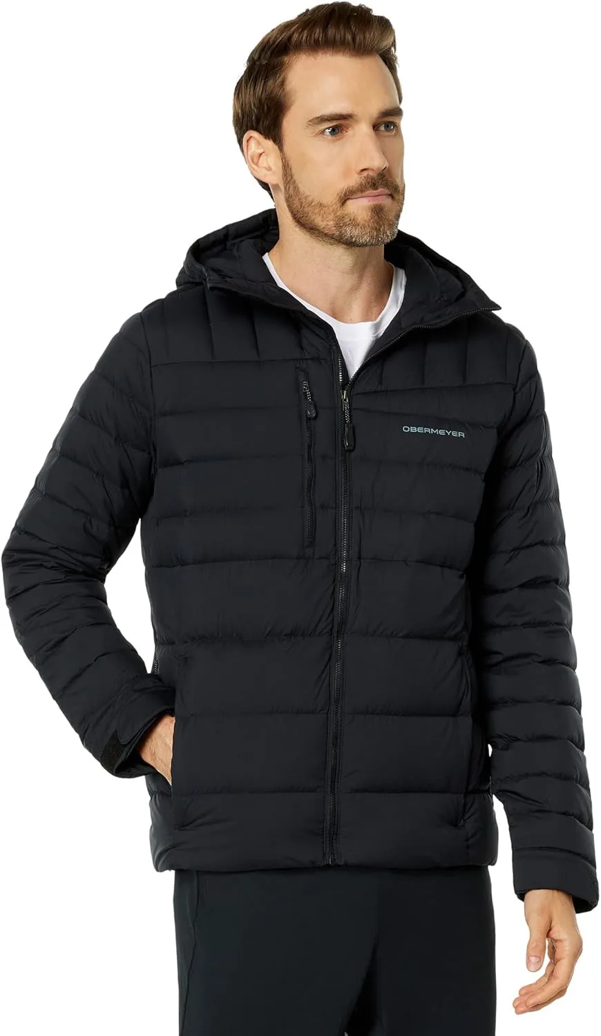 

Толстовка Obermeyer Klaus Down с капюшоном для мужчин, стойка, длинные рукава, застежка-молния