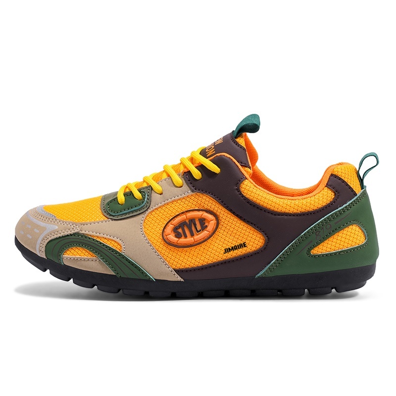 

King Jinmai Дышащие низкие повседневные кроссовки мужские - зеленый оранжевый коричневый, цвет Green Orange Brown