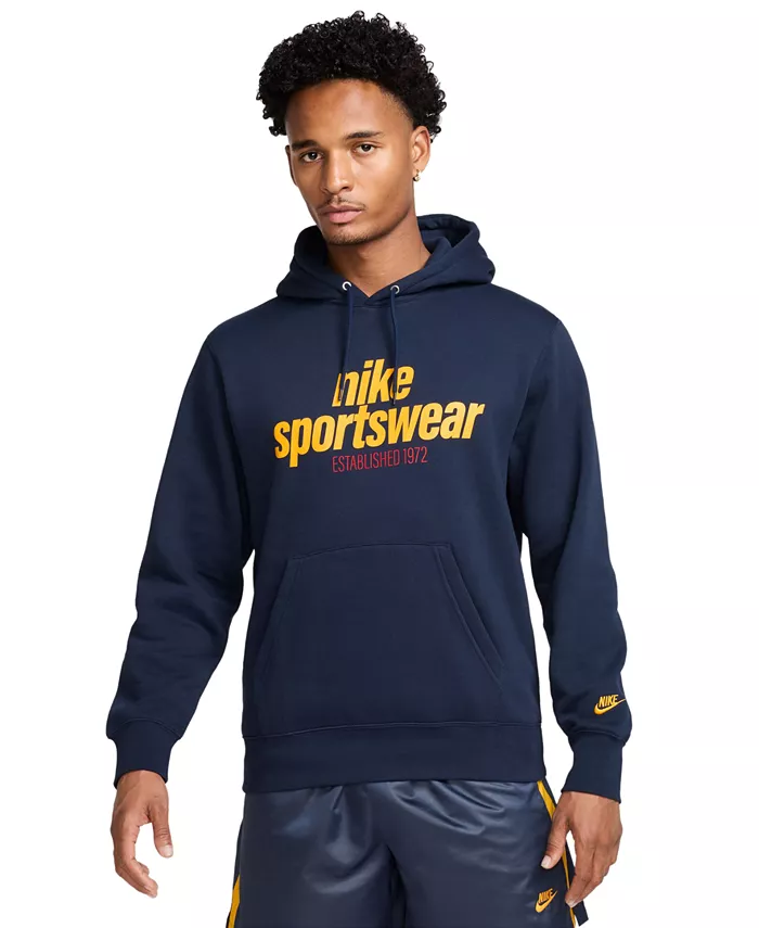 

Мужской спортивный худи с принтом Club Fleece Nike, синий
