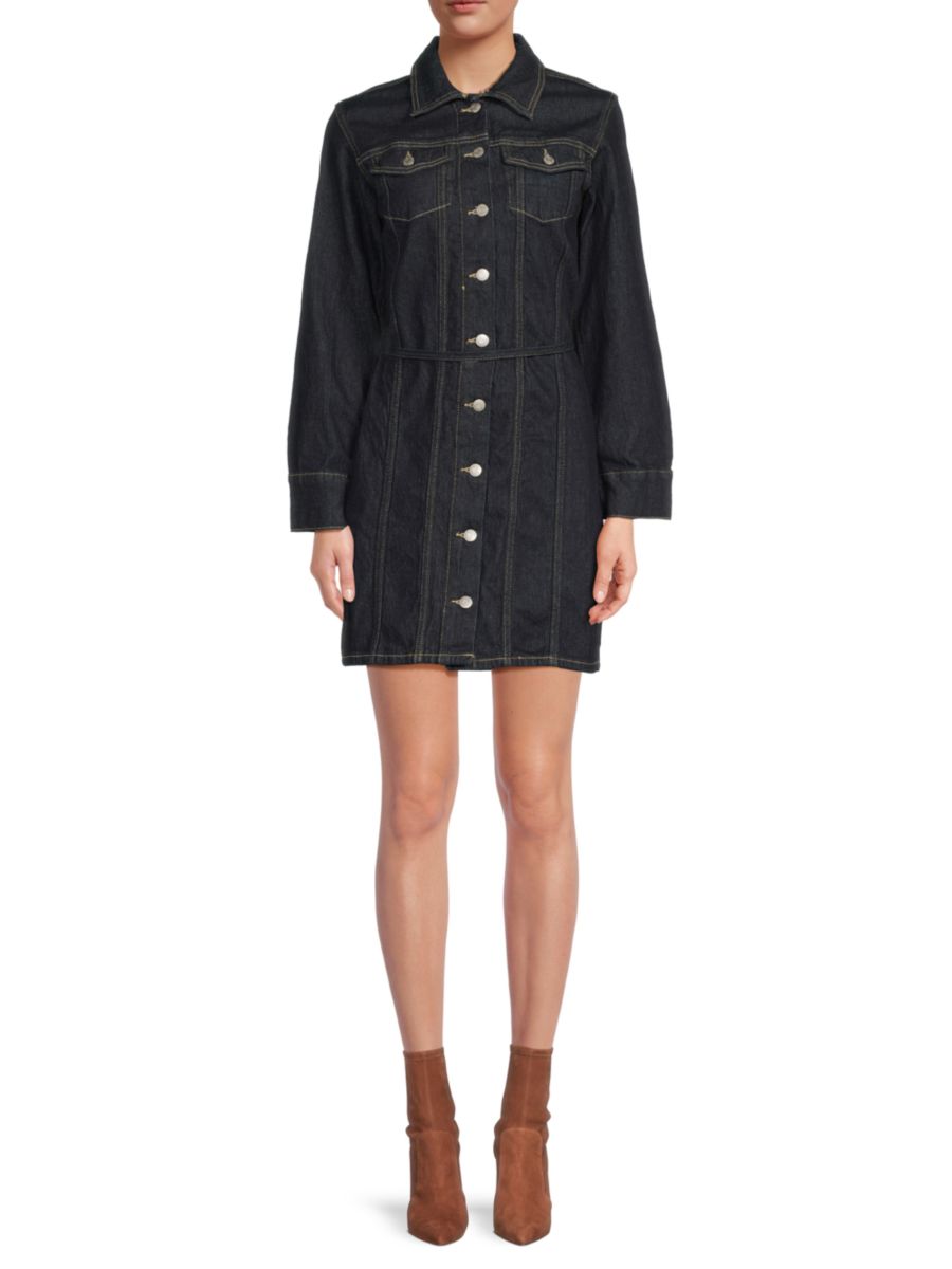 

Джинсовое мини-платье-рубашка с поясом Vero Moda, цвет Dark Blue