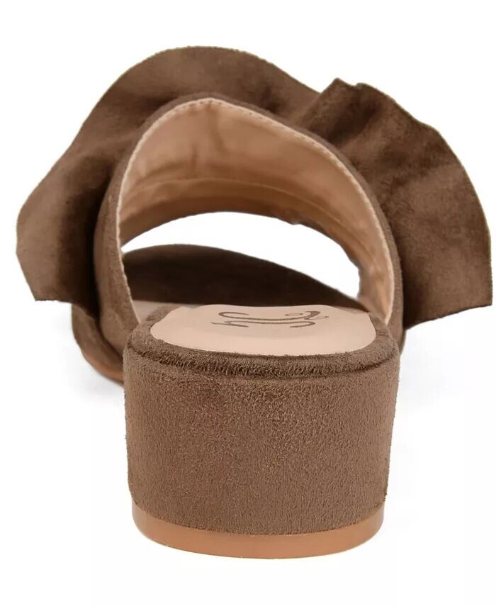 Женские сандалии Sabica Ruffle Slip On Dress Journee Collection, коричневый/бежевый — фото 3