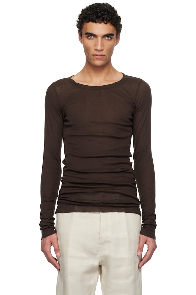 

Футболка с длинным рукавом Hollywood rib Rick Owens, цвет mahogany