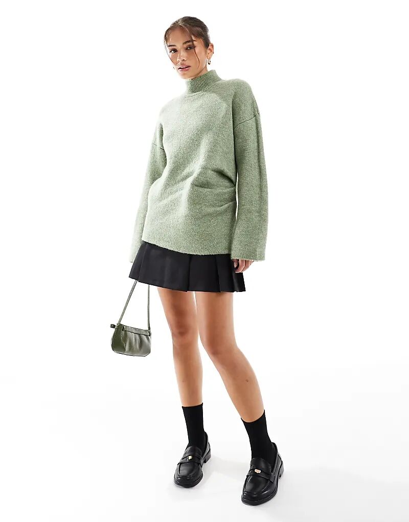 

Вязаный джемпер в сборку фисташкового цвета ASOS DESIGN