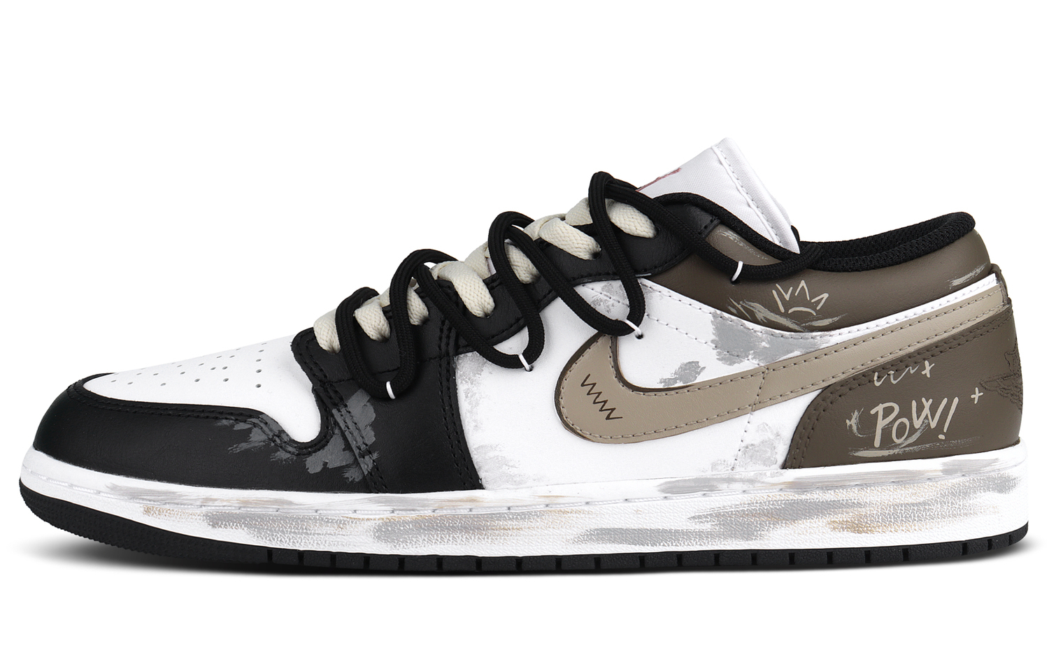 Jordan Air 1 устойчивые к истиранию низкие баскетбольные кроссовки мужские black white brown — фото 2