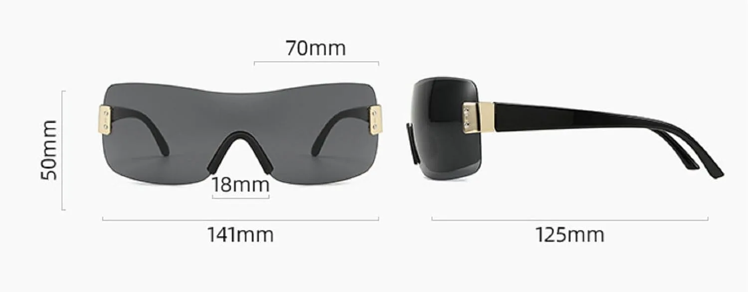 

Женские цельные солнцезащитные очки, летние, большие, в стиле Y2K, квадратные, солнцезащитные очки-щитки для активного отдыха, с защитой от УФ-излучения mincl, Yellow