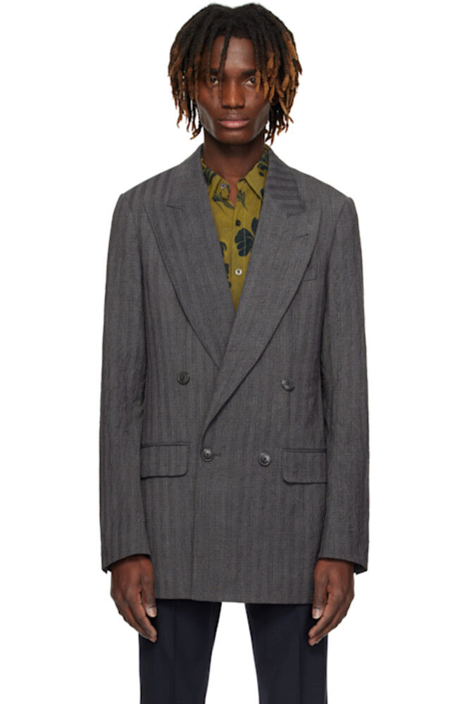 

Серый двубортный пиджак Dries Van Noten