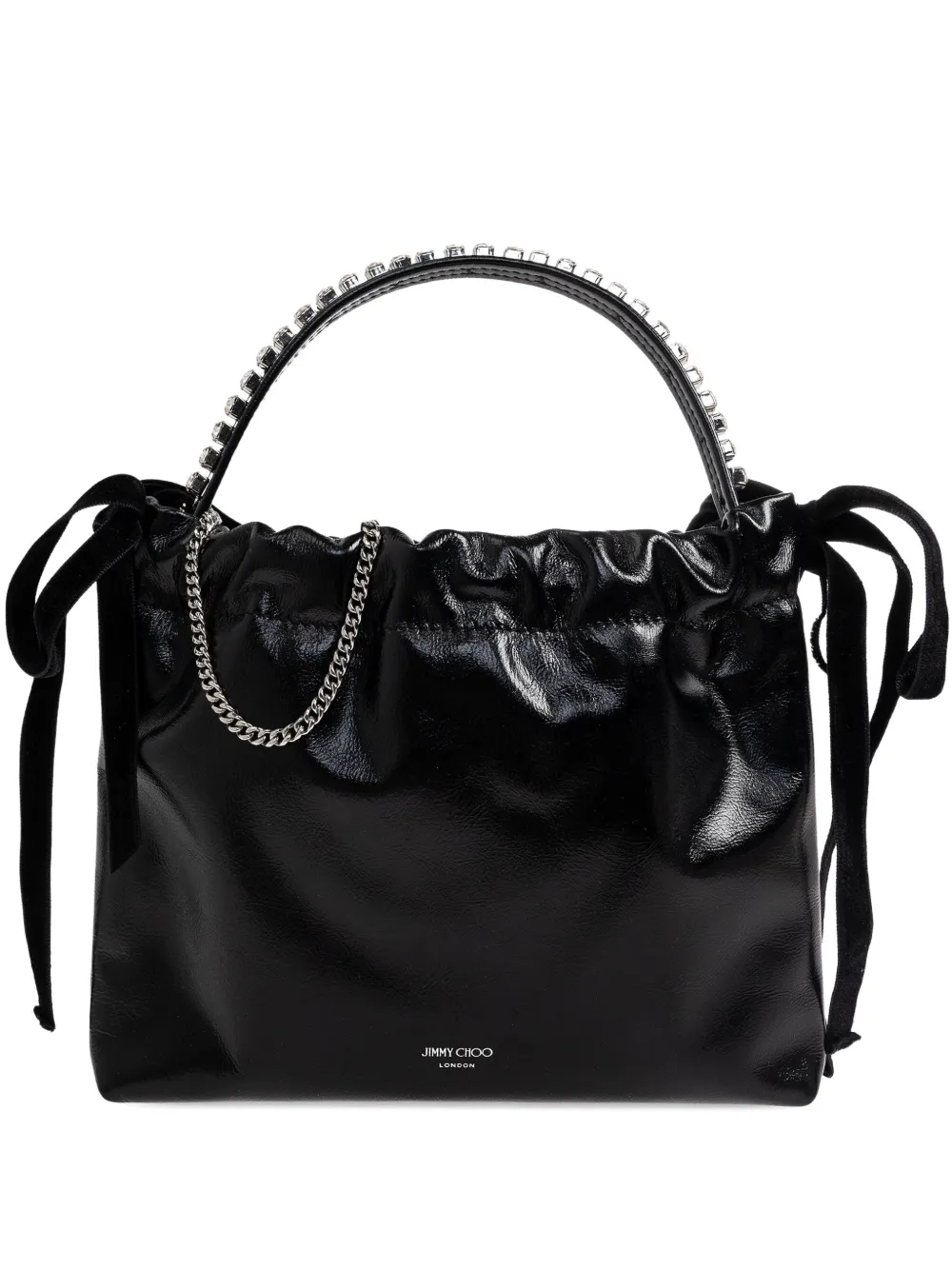 

Сумка-тоут с логотипом и завязками Jimmy Choo, черный