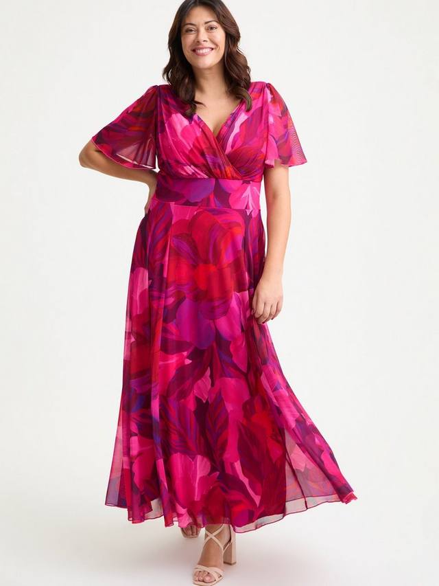

Платье макси Isabelle Abstract Floral с рукавами-фонариками Scarlett & Jo, Cerise/Purple