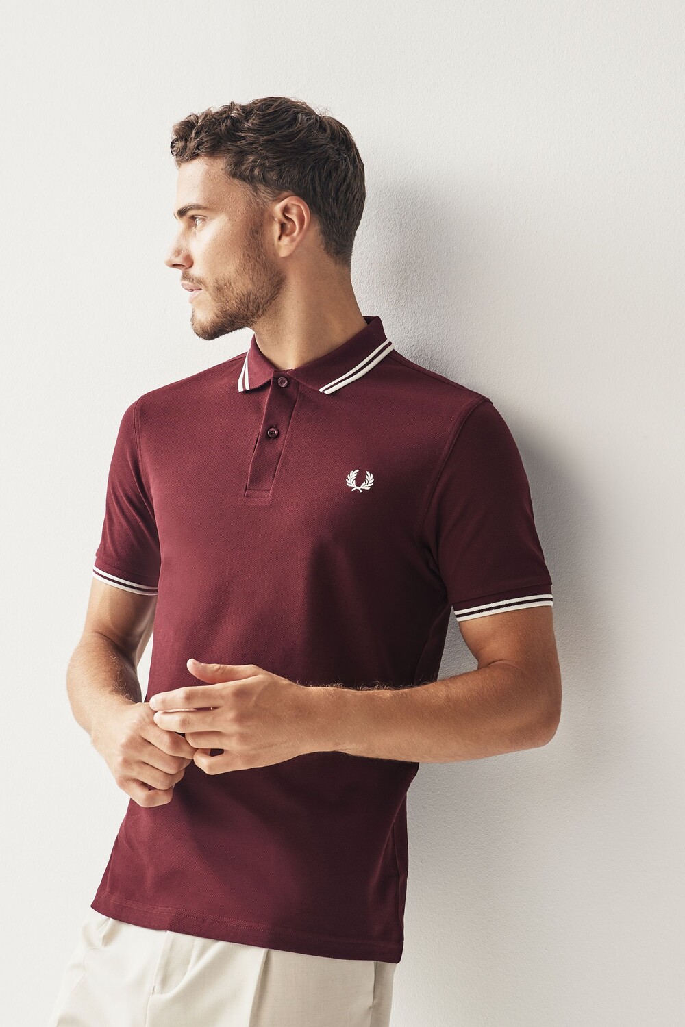 

Мужская рубашка-поло с двойными полосками Fred Perry, красный