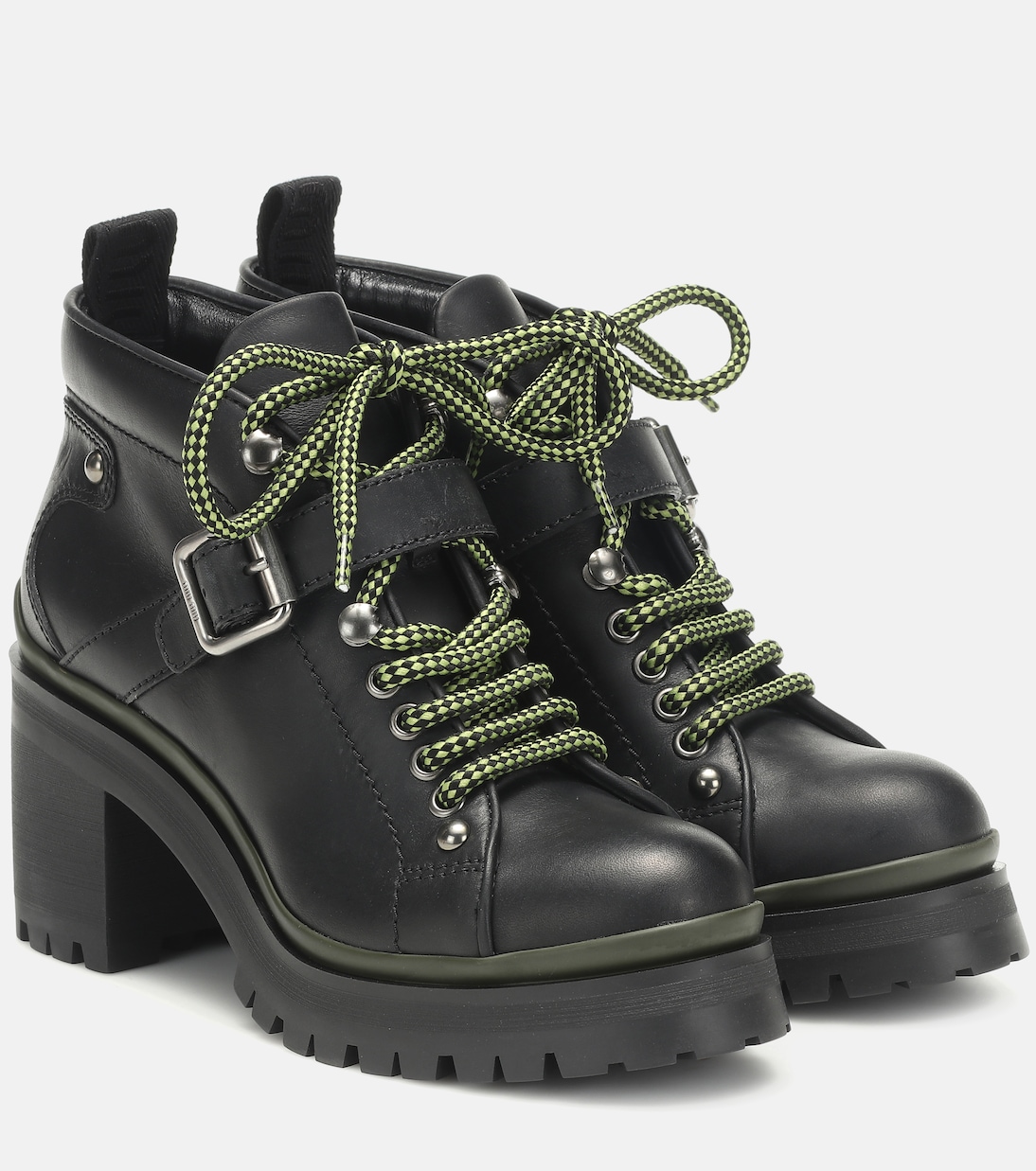 Кожаные ботинки до щиколотки Miu Miu, черный