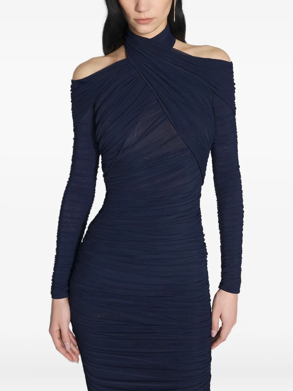 

Платье миди с драпировкой Mugler, синий