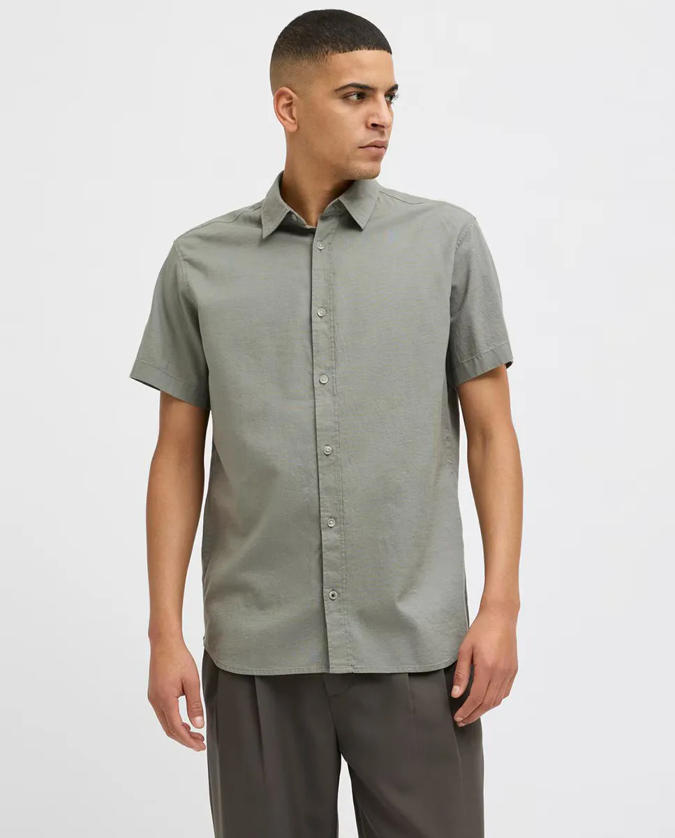 

Мужская однотонная рубашка с коротким рукавом Jack & Jones, зеленый