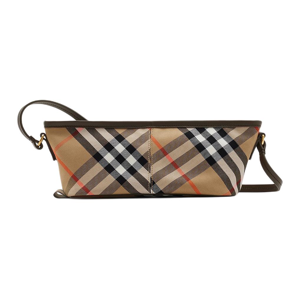 Мини-сумка Burberry из хлопка с деталями из овчины, песочного цвета — фото 4