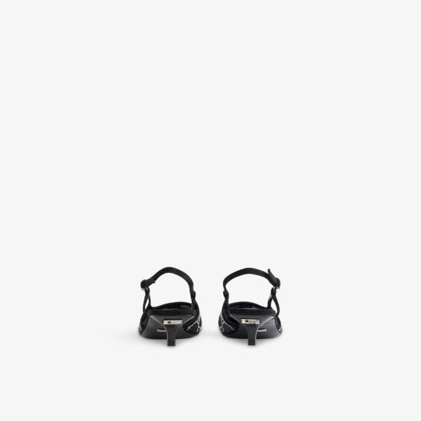 Туфли Gucci GG Crystal с открытой пяткой и принтом из логотипом, черный — фото 4