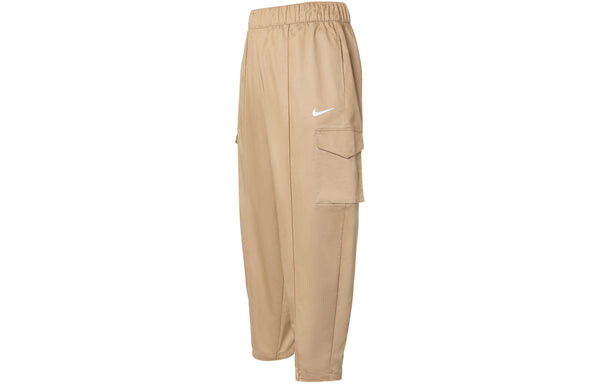 Брюки sportswear essentials woven high waist long pants/trousers yellow Nike, бежевый — фото 2