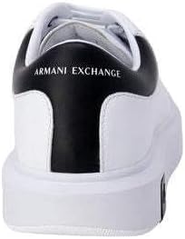Мужские кожаные кроссовки AX Armani Exchange с толстой подошвой, черный — фото 3