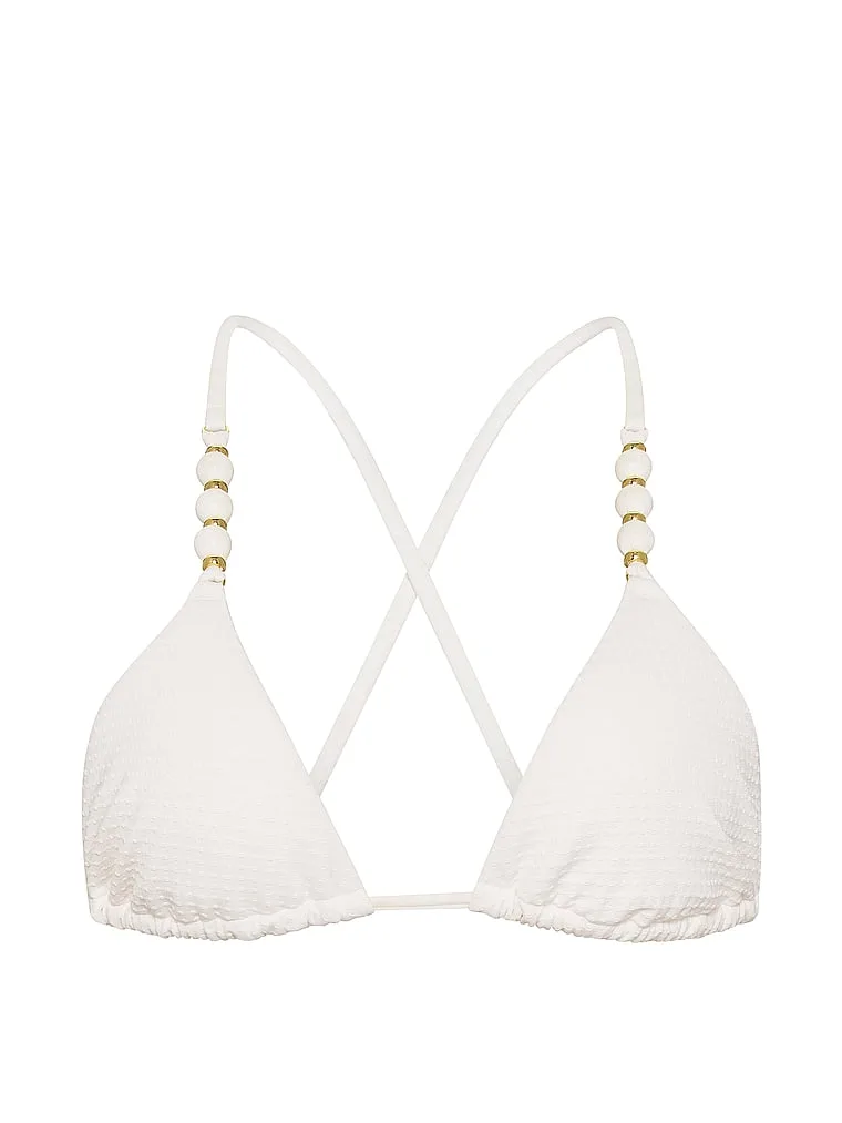 Бикини-Топ Victoria'S Secret Swim, форма треугольника с бусинами, белый — фото 3