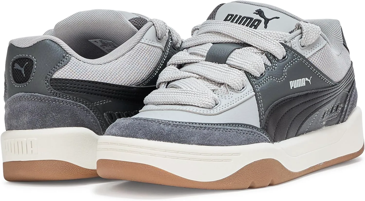 Мужские кроссовки PUMA Park Lifestyle Sk8 на шнуровке, повседневные - цвет "слоновая кость", серый/черный — фото 3