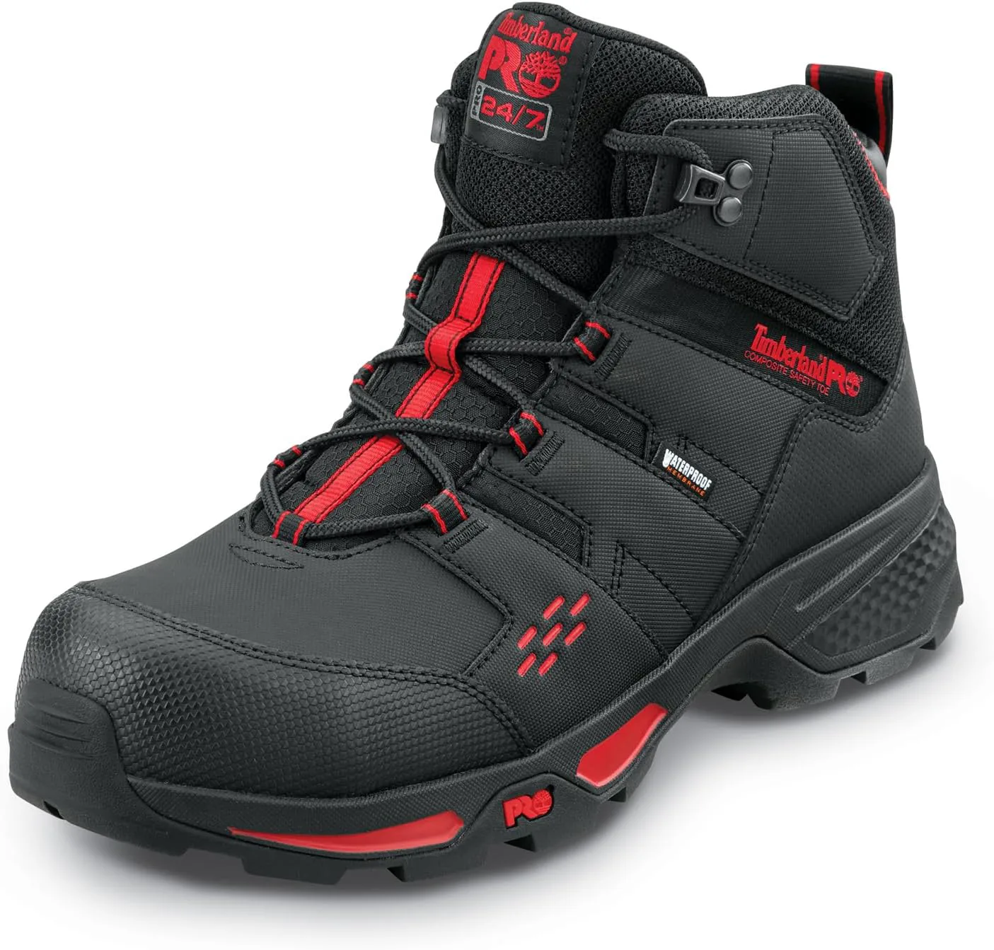 Мужские рабочие ботинки Timberland PRO Switchback LT с композитным носком и водонепроницаемой защитой, черный/красный — фото 4