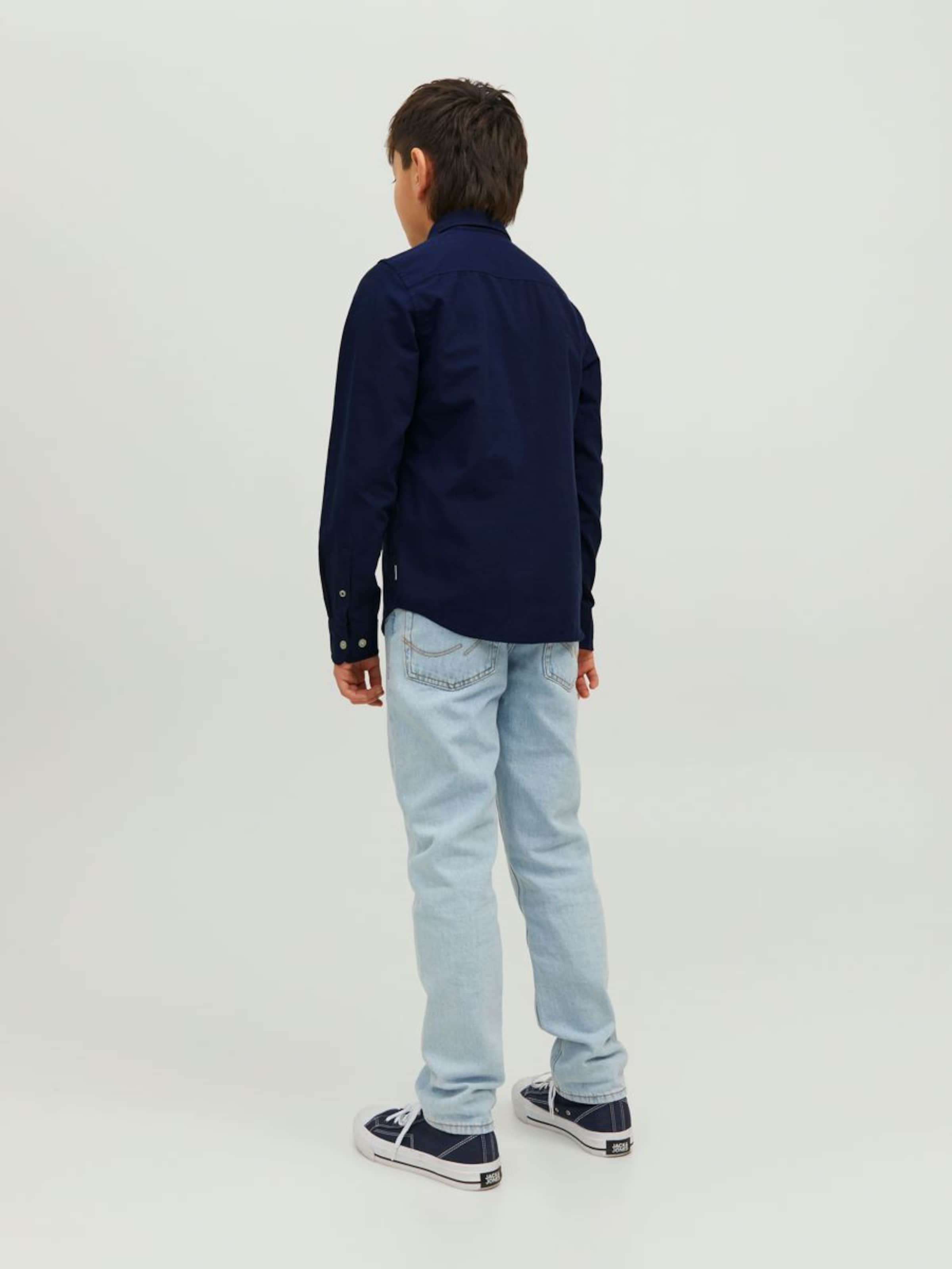 Jack & Jones Junior Рубашка на пуговицах Regular fit в темно-синем цвете — фото 4