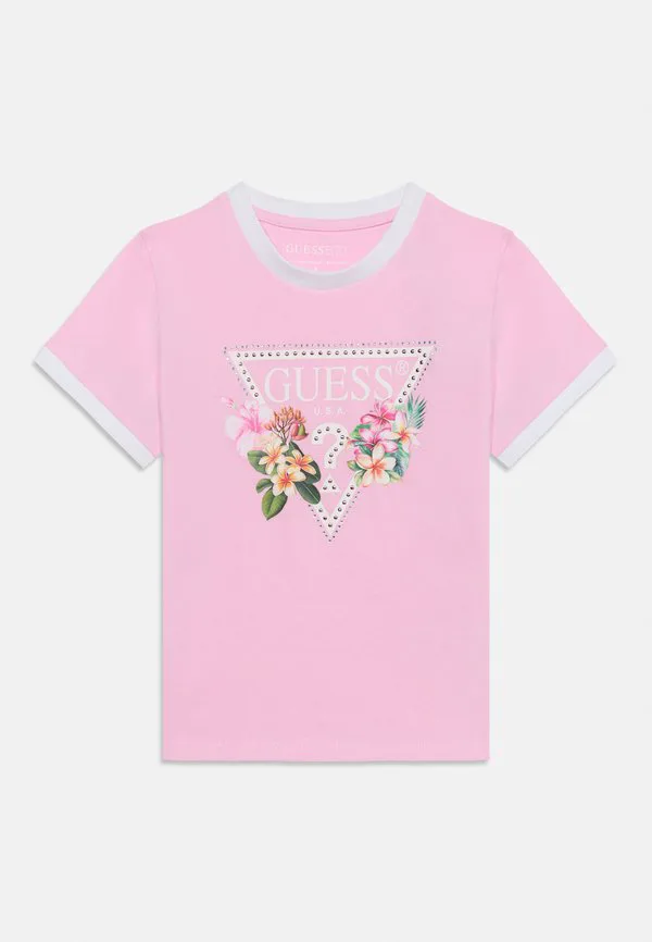 Укороченная футболка с принтом для подростков Guess, Taffy Rose — фото 3