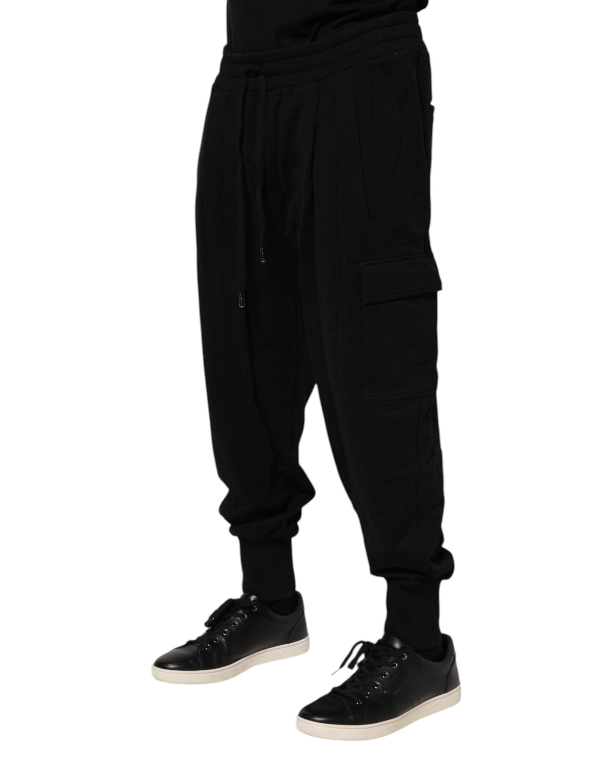 Черные хлопковые спортивные штаны с логотипом Jogger Dolce & Gabbana, черный — фото 2