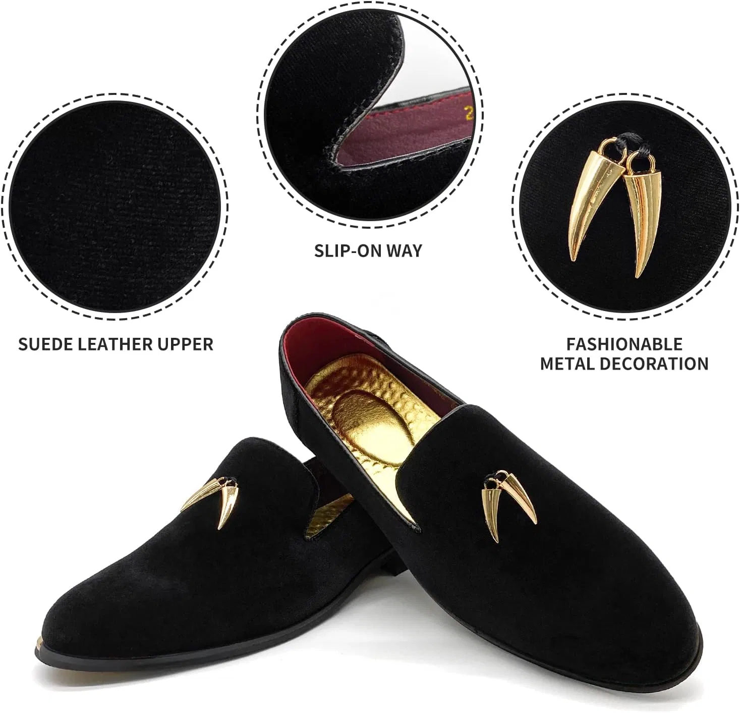 Мужские лоферы MHB Penny Slip-On из бархата и замши, туфли-слипоны с блестками, в стиле смокинга, Black — фото 4