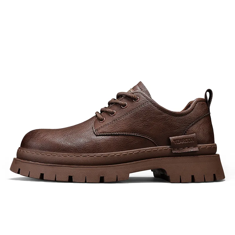 YEARCON Повседневные кожаные туфли мужские low top black brown — фото 3