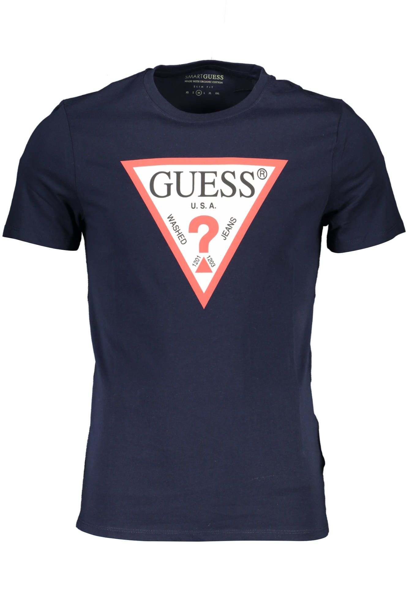 

Синяя хлопковая мужская футболка Guess Shoes