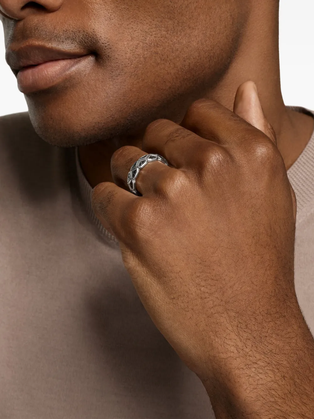 

Серебряное кольцо Hex с черным бриллиантом David Yurman, серебряный
