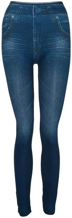 

Женские джинсовые леггинсы с принтом под деним, завышенная талия NATHGAM