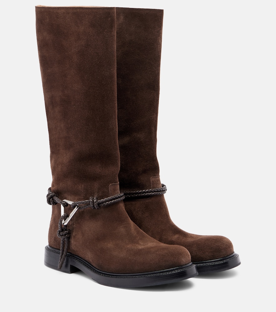 Ботинки James Knot до колена из замши Bottega Veneta, Fondant