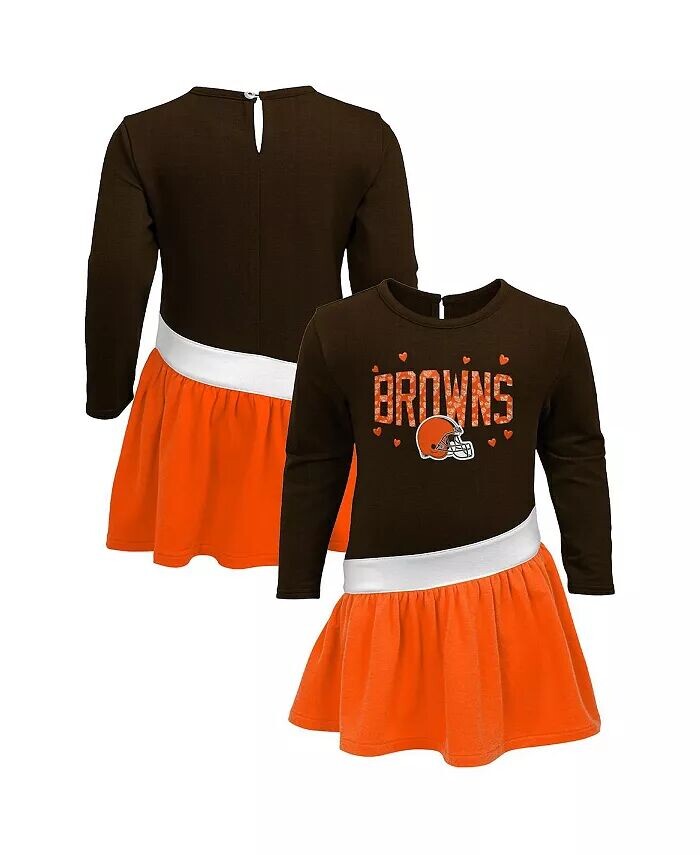 

Платье для девочек, коричневое, оранжевое, Cleveland Browns Heart to Heart Jersey Tri-Blend Outerstuff