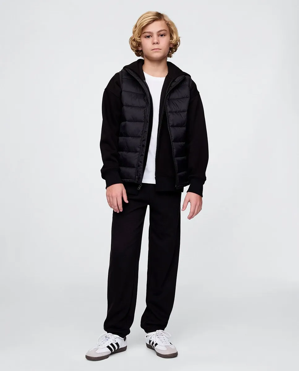 

Длинные брюки из хлопка, эластичный пояс со шнурками для мальчиков Gap, чёрный