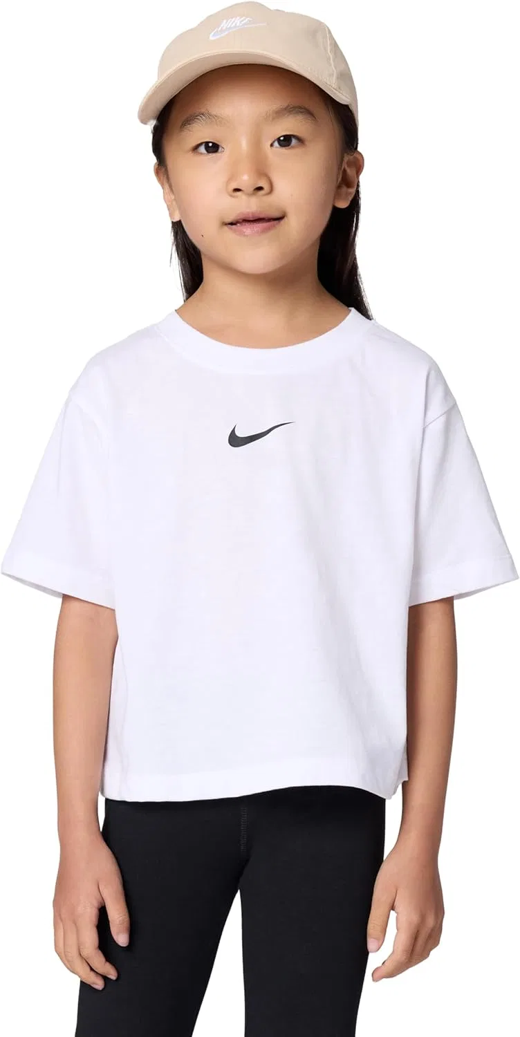 Футболка Nike Dri-FIT Girls' One Relaxed, цвет White/Black