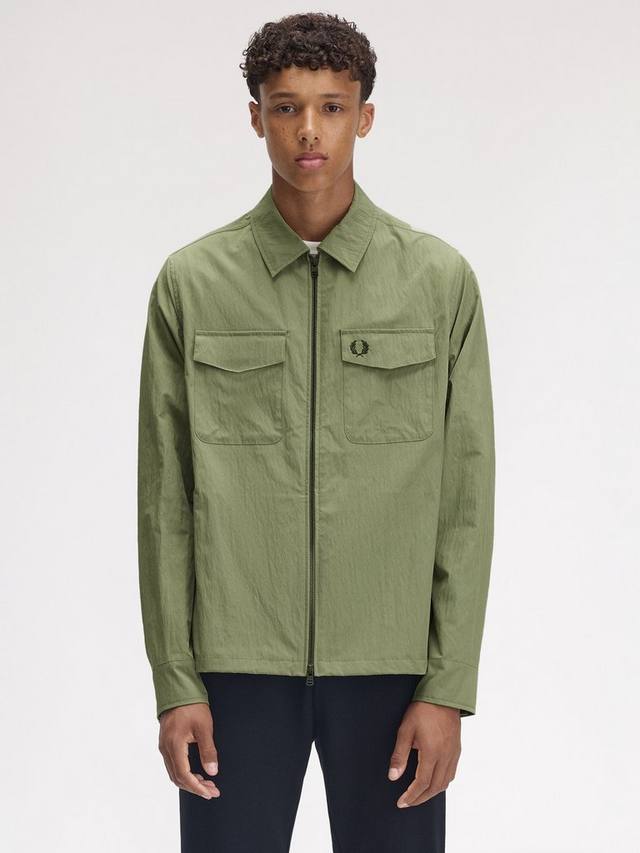 

Застегивающаяся на молнию рубашка-оверсайз Fred Perry, Olive Mint