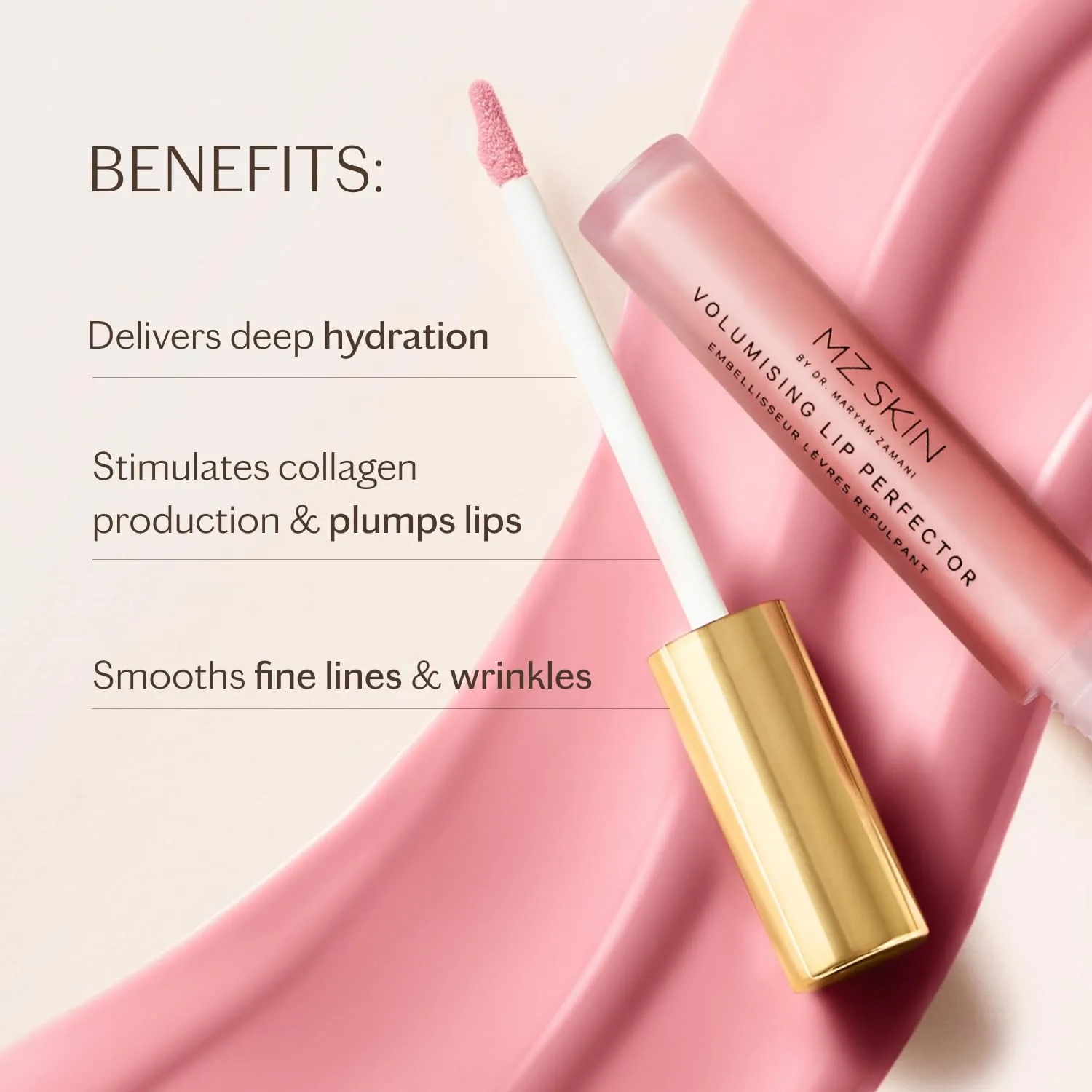 MZ SKIN Volumising Lip Perfector 0.10 fl oz | Пептидный блеск для губ с гиалуроновой кислотой и мятой | Увлажняет, разглаживает и увеличивает объем губ Mz Skin By Maryam Zamani Md, Coral — фото 2