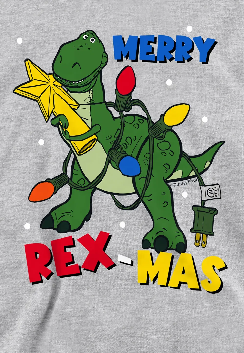 Детский худи Toy Story Merry Rexmas, Athletic Heather, Disney, серый — фото 2