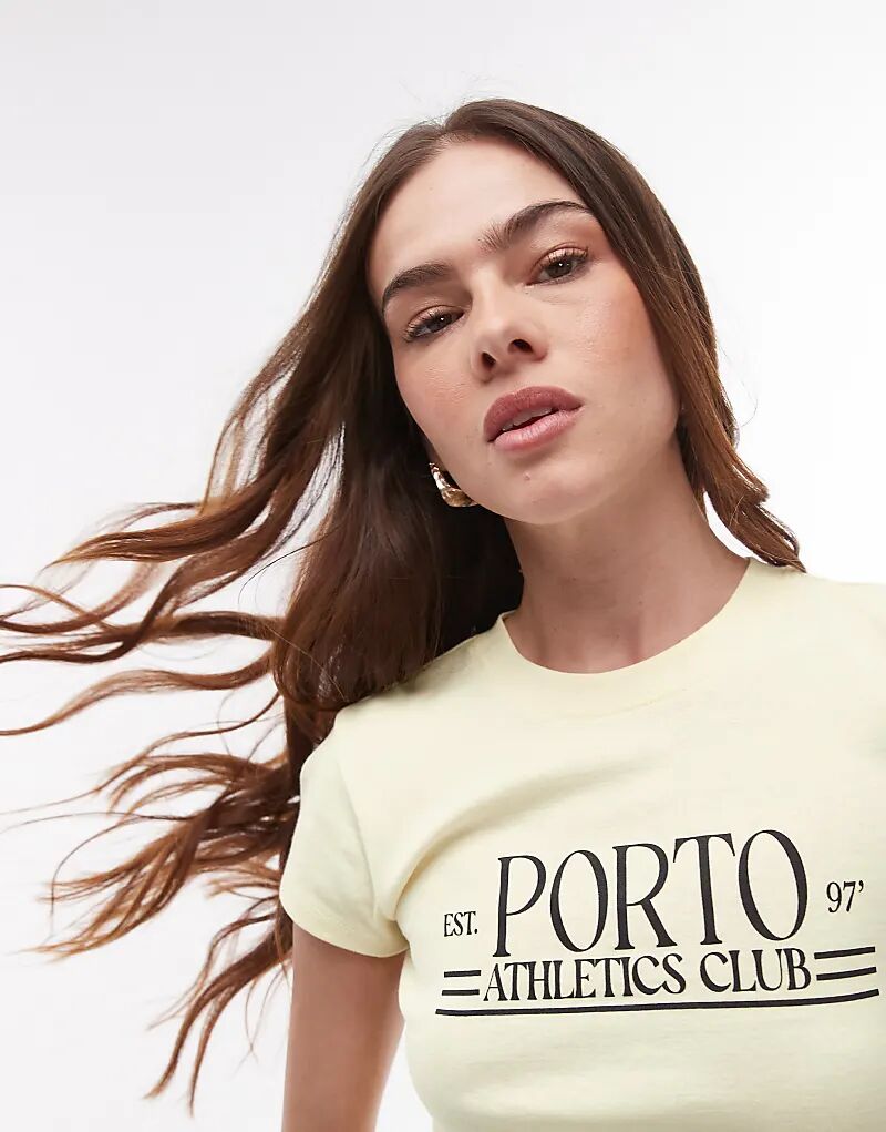 

Футболка с рисунком Porto baby цвета пахты Topshop